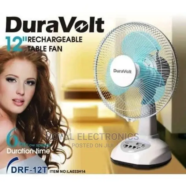 Standard Duravolt 12” Rechargeable Table Fan- Pure Coil