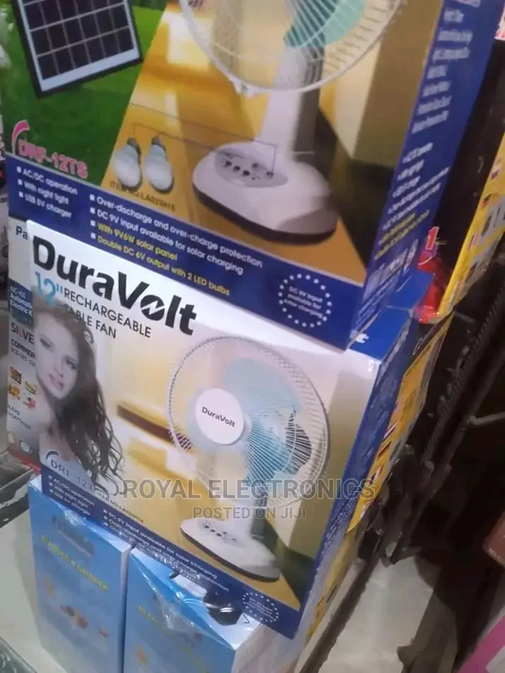 Very New Duravolt 12” Rechargeable Table Fan- Pure Coil