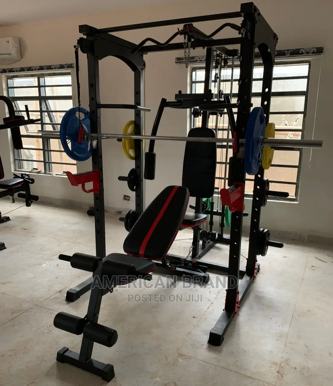 Smith Machine With Squat Rack, Multi Gym Crossover Cable