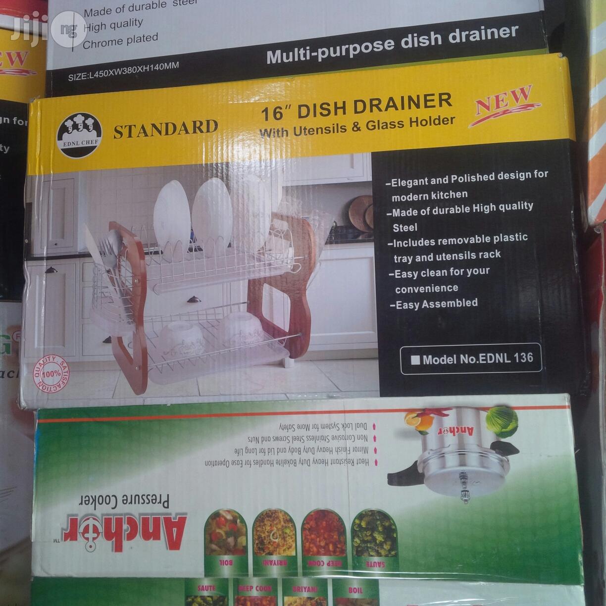 22" Dish Drainer With Utensils Glass Holder