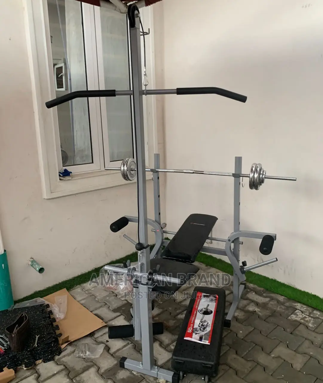 Lat-Pull and Weight Bench Brand New With 50kg Barbell