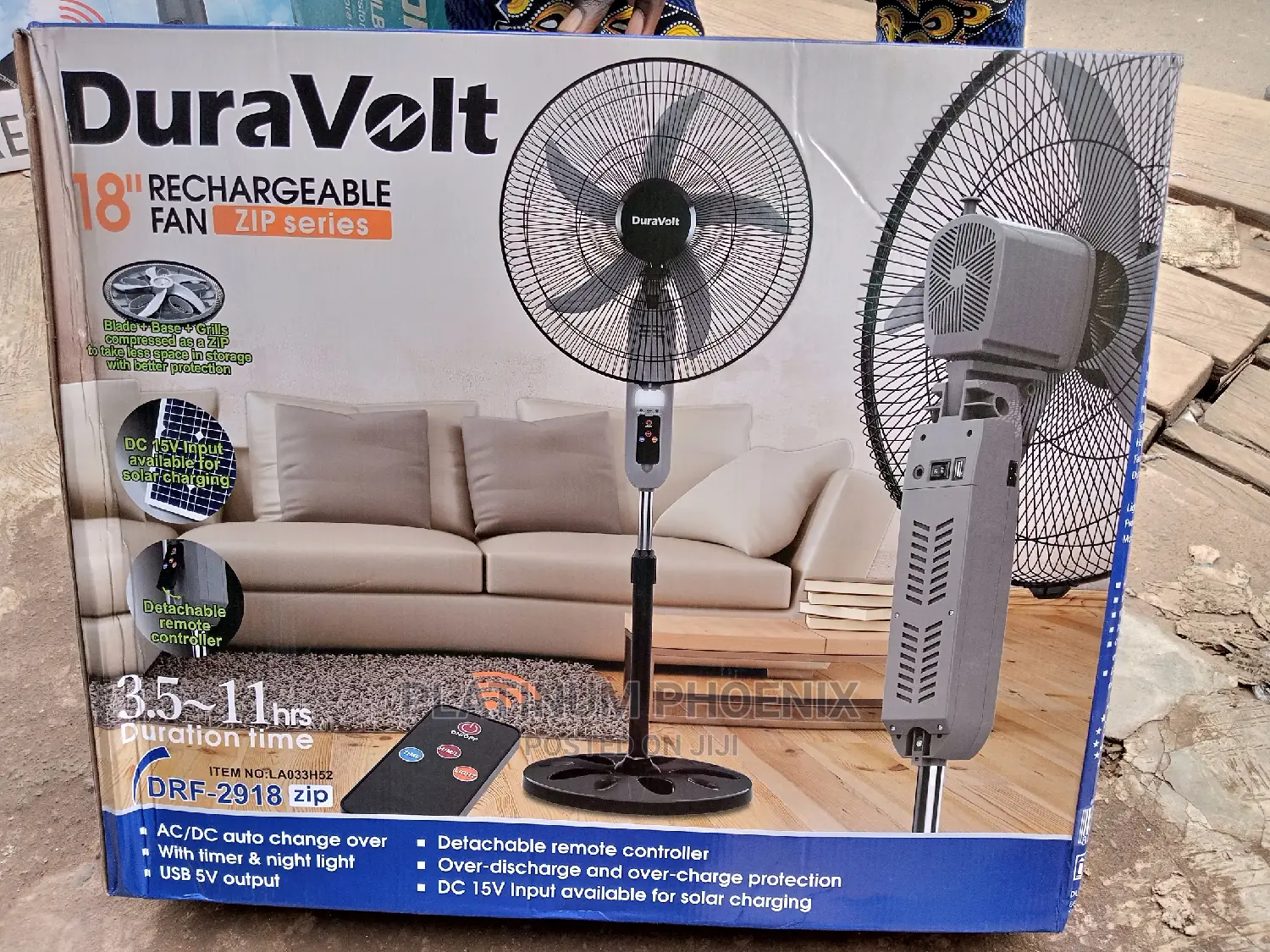 18inch Duravolt Rechargeable Fan