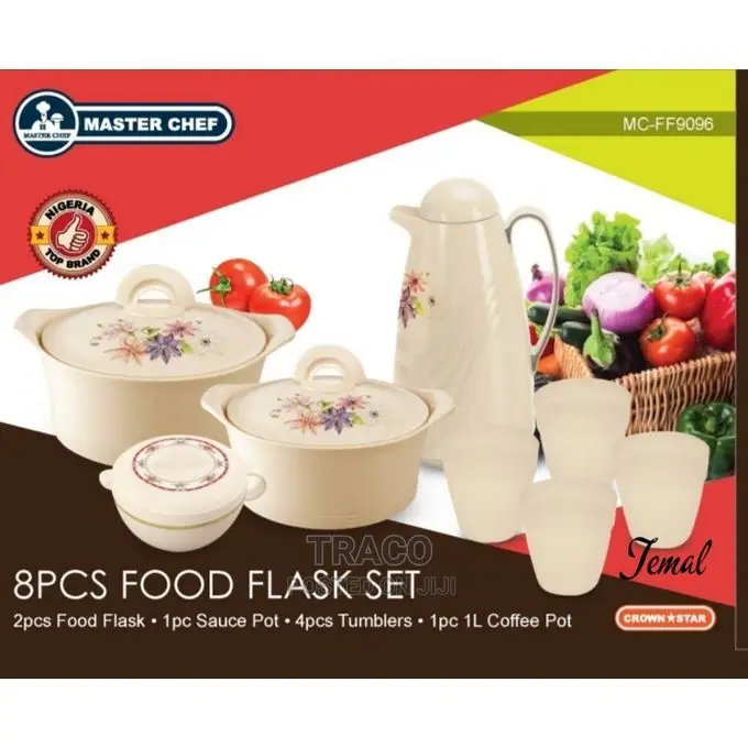 Master Chef 8pcs Insulated Food Flask Set With Jug and Cups