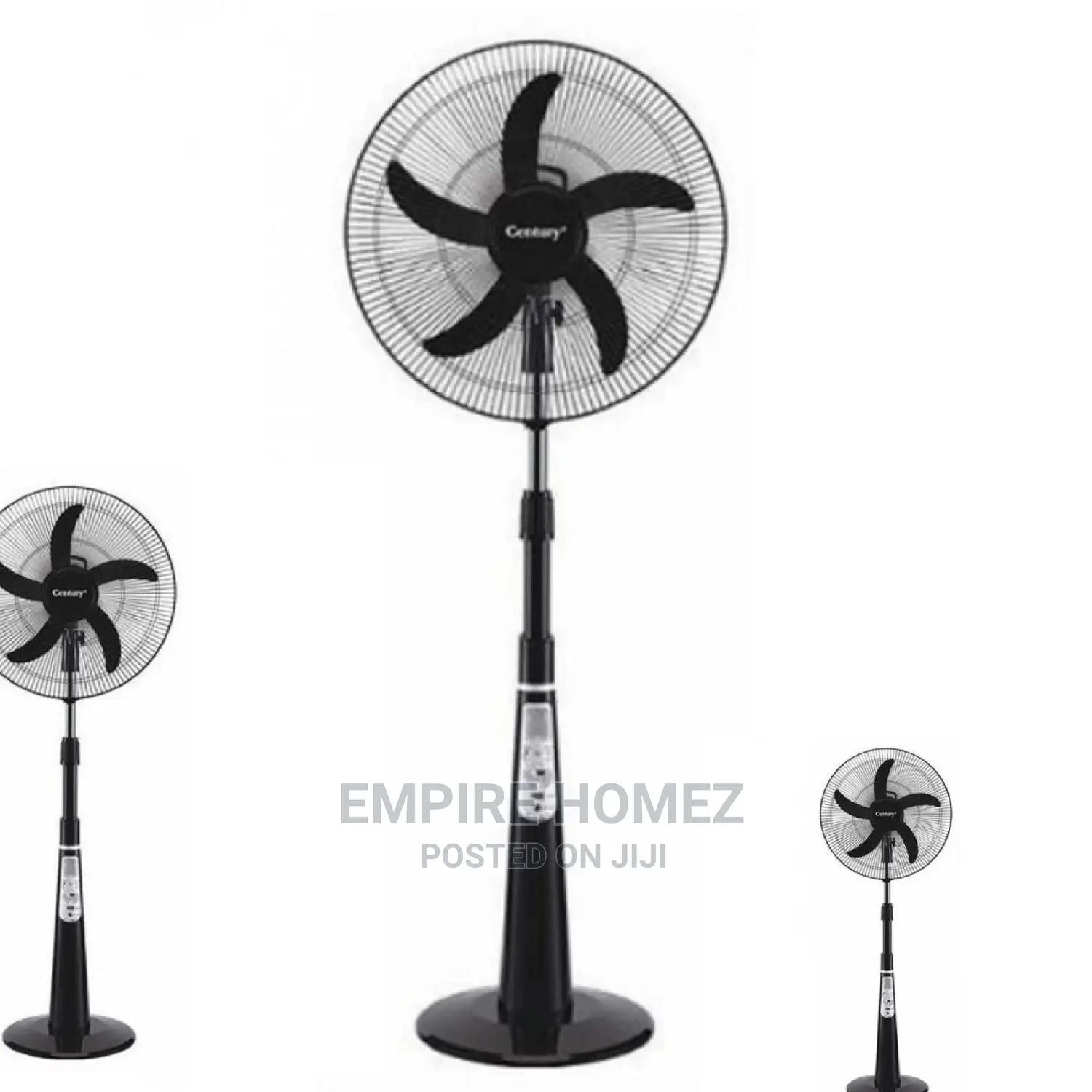 Century 16inch Rechargeable Fan+Remote+LED Light BLACK