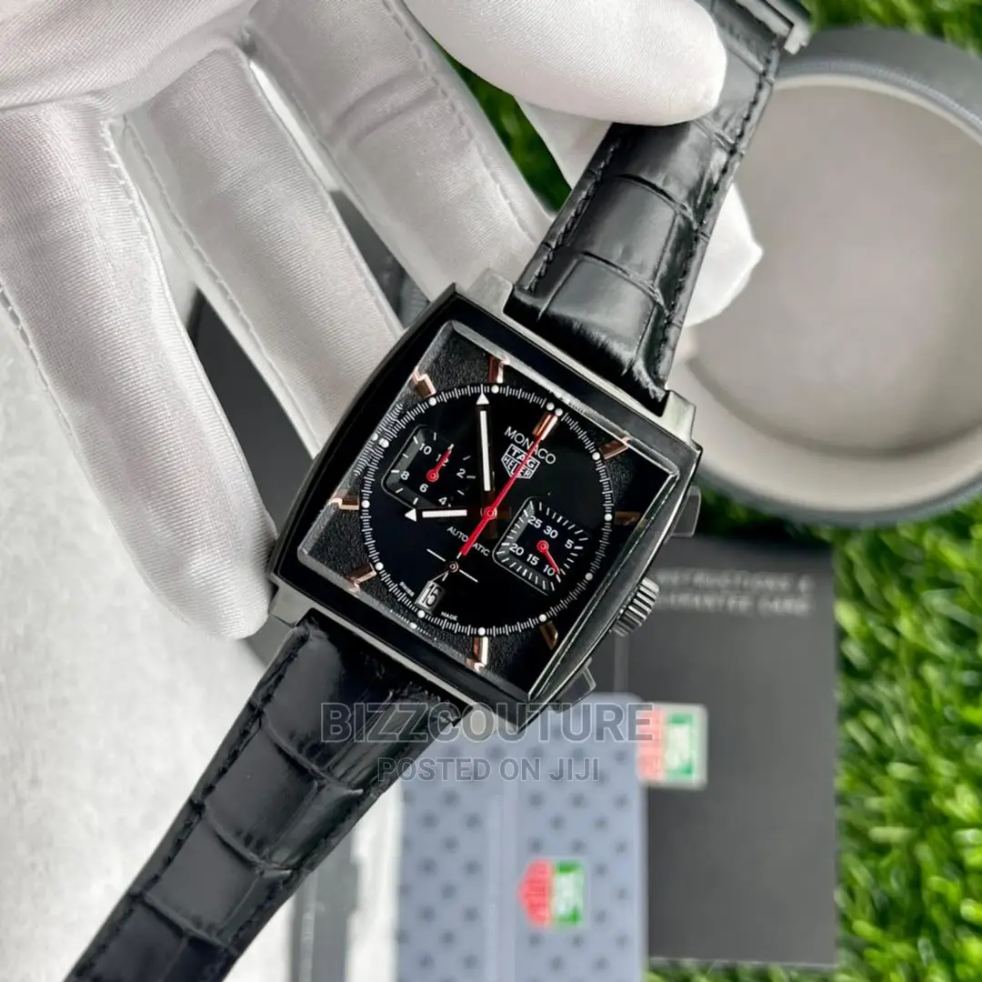 High Quality TAG HEUER Black Leather Watch Available Instore