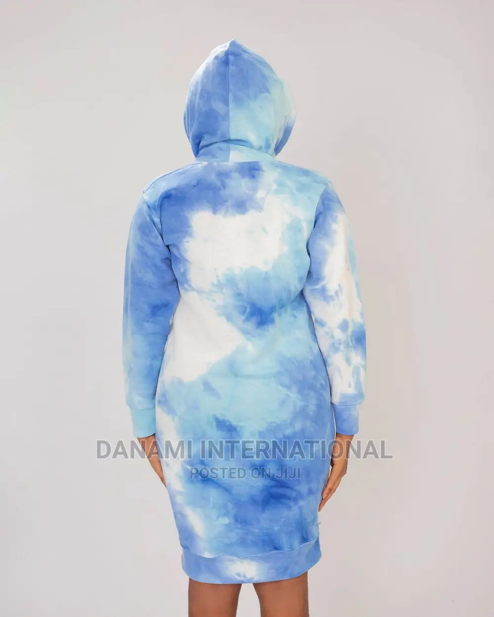 Danami Blue White Dyed Hoodie Gown Dress