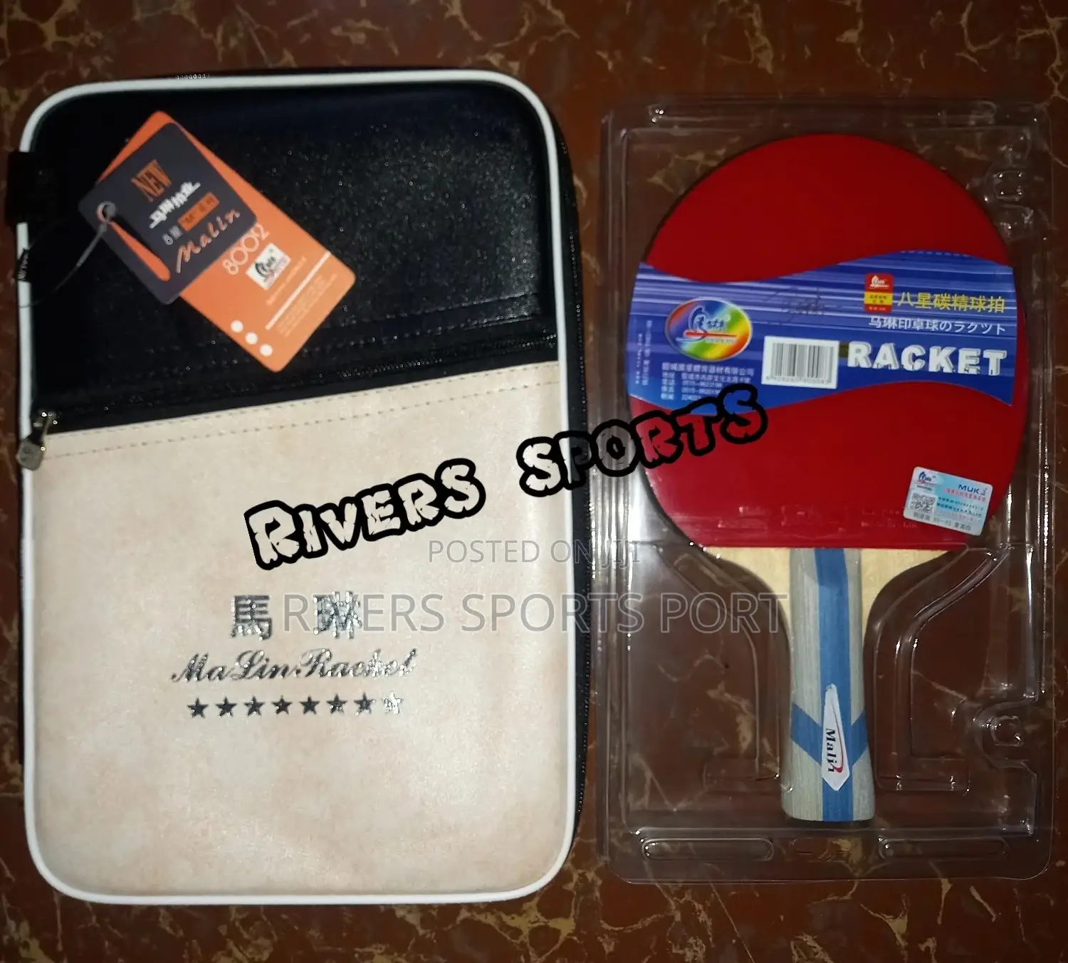 Malin 8 Star Double Carbon T.T Racket/Bat Offensive+Loop