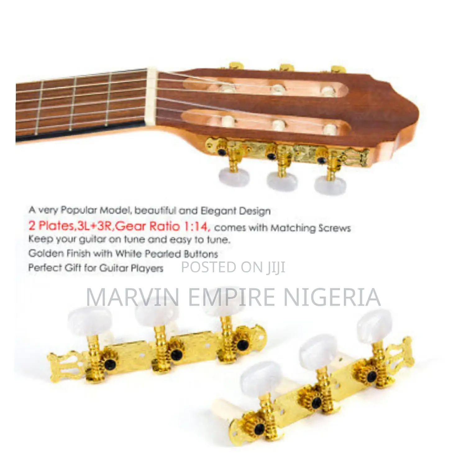 Gold Machine Head Stock Key Tuners for Classical Guitar