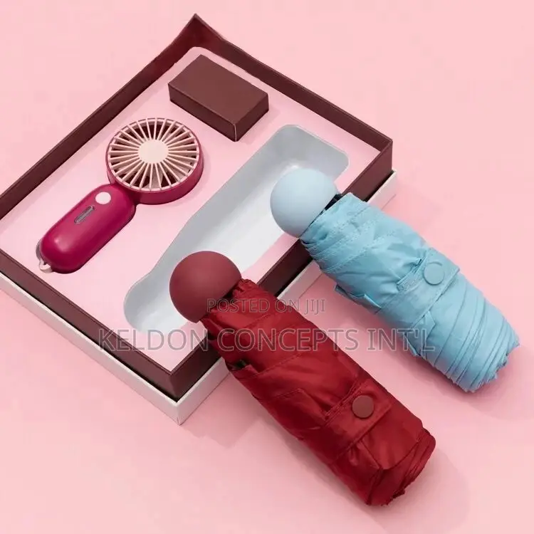 3 in 1 Mini Fan With Umbrella VIP Gift Set MOQ 50pcs