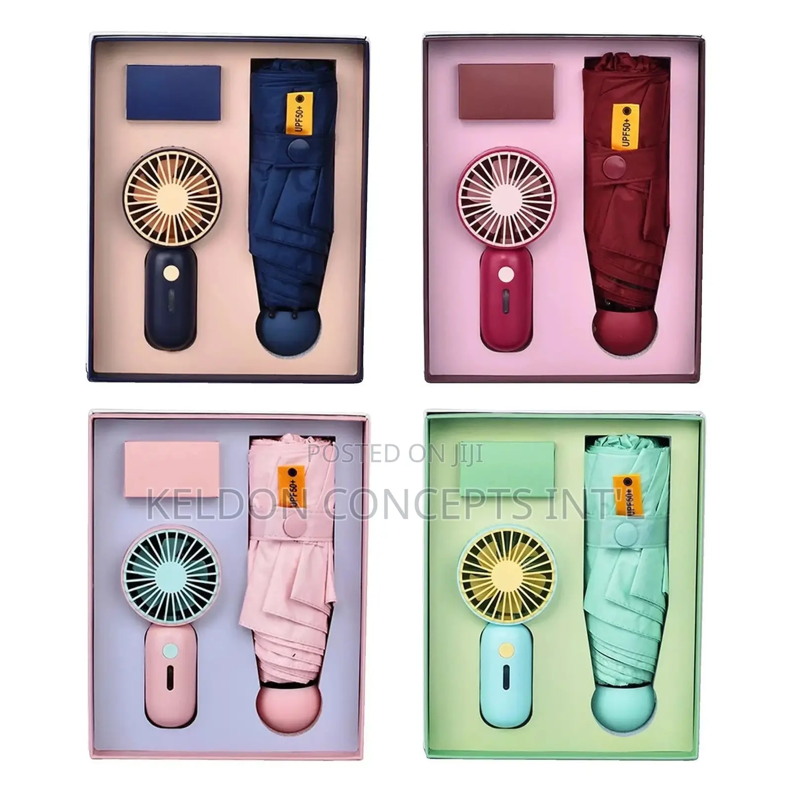3 in 1 Mini Fan With Umbrella VIP Gift Set MOQ 50pcs