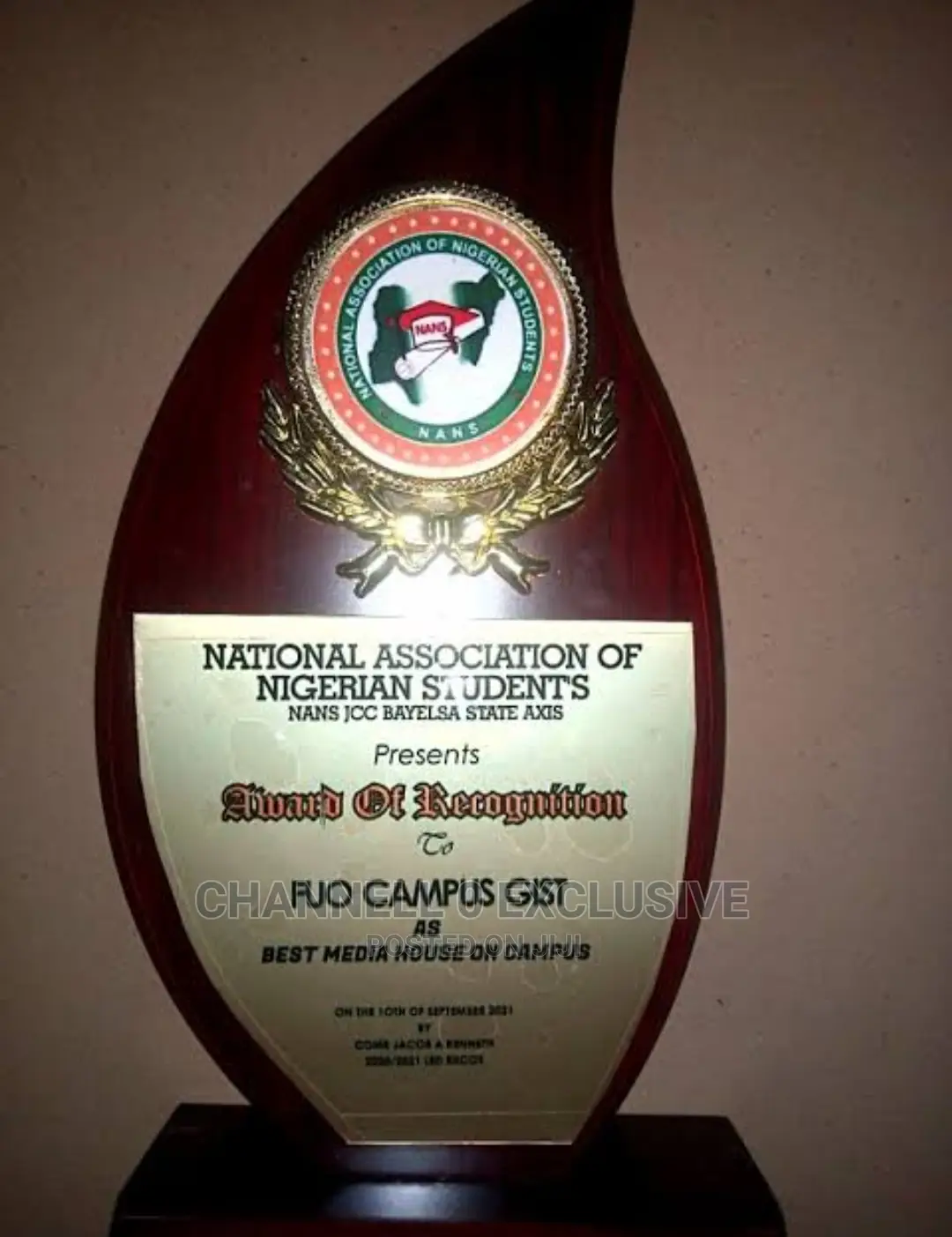 Original Metal Award Plaque