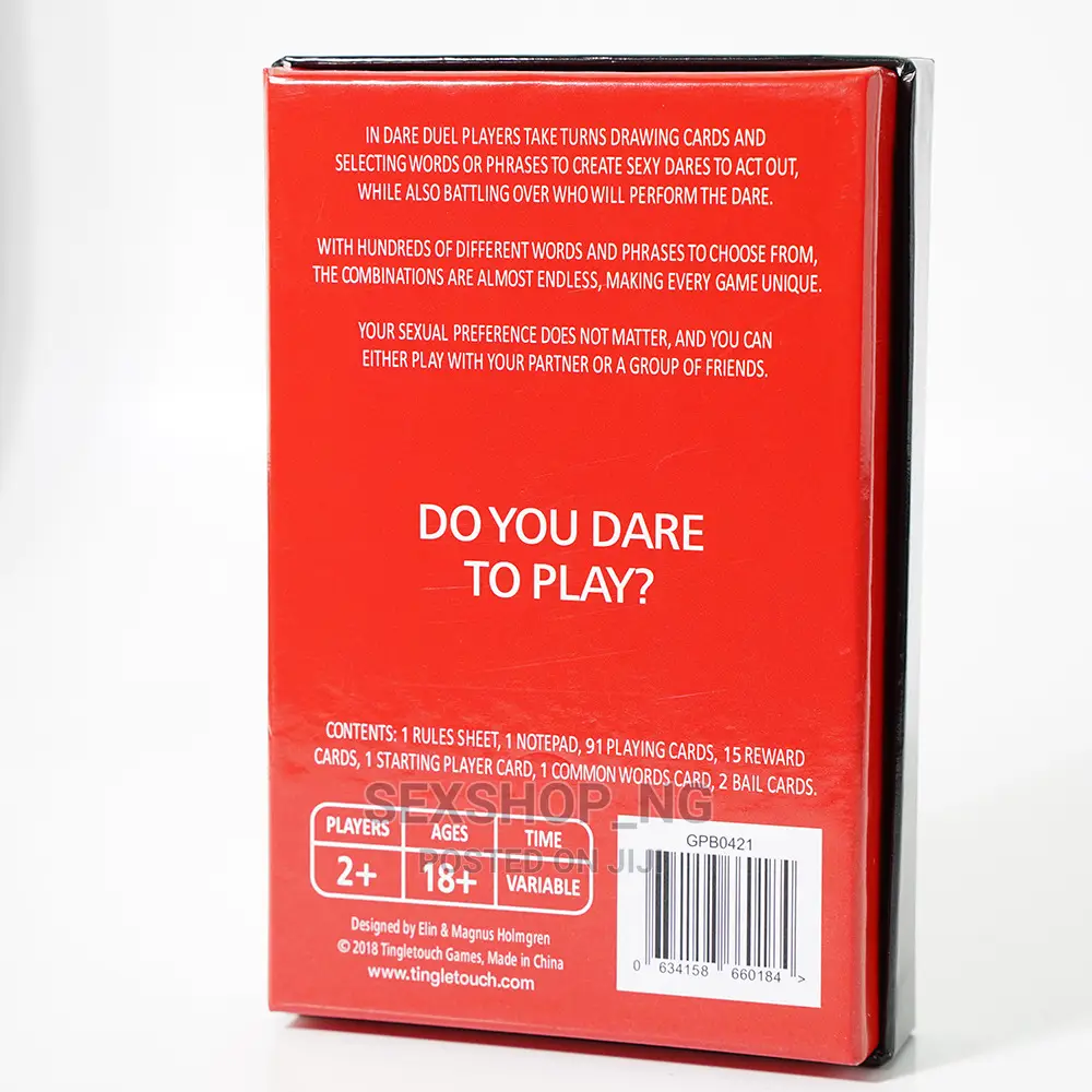 Couples Friends Adult Get Together Dare Game Card