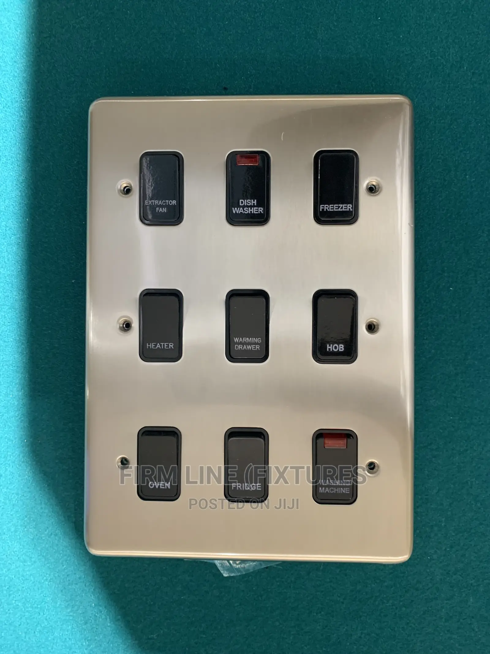 9 Gang Grid Switch (Satin Chrome Faceplate/Black Switches)