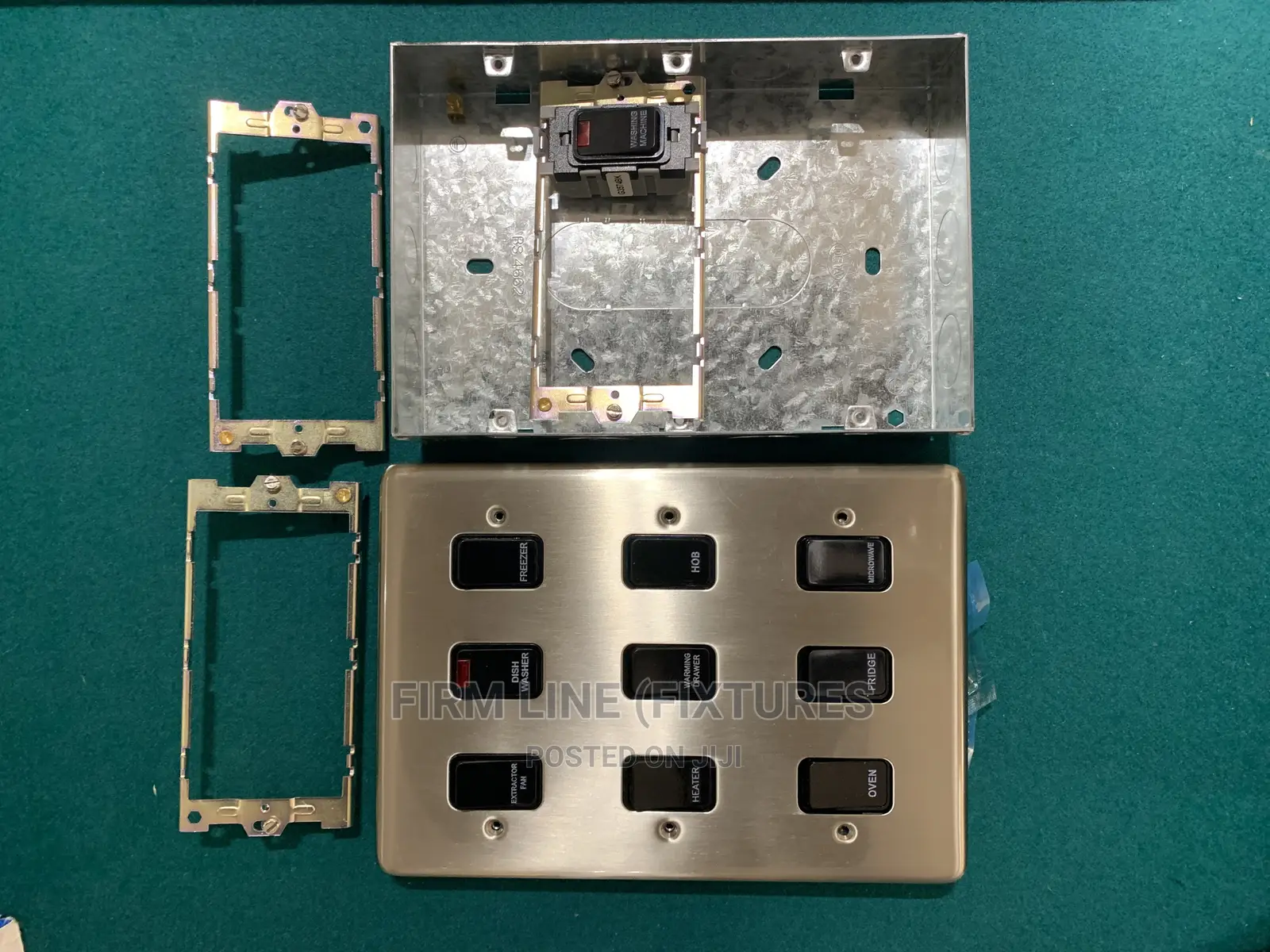 9 Gang Grid Switch (Satin Chrome Faceplate/Black Switches)