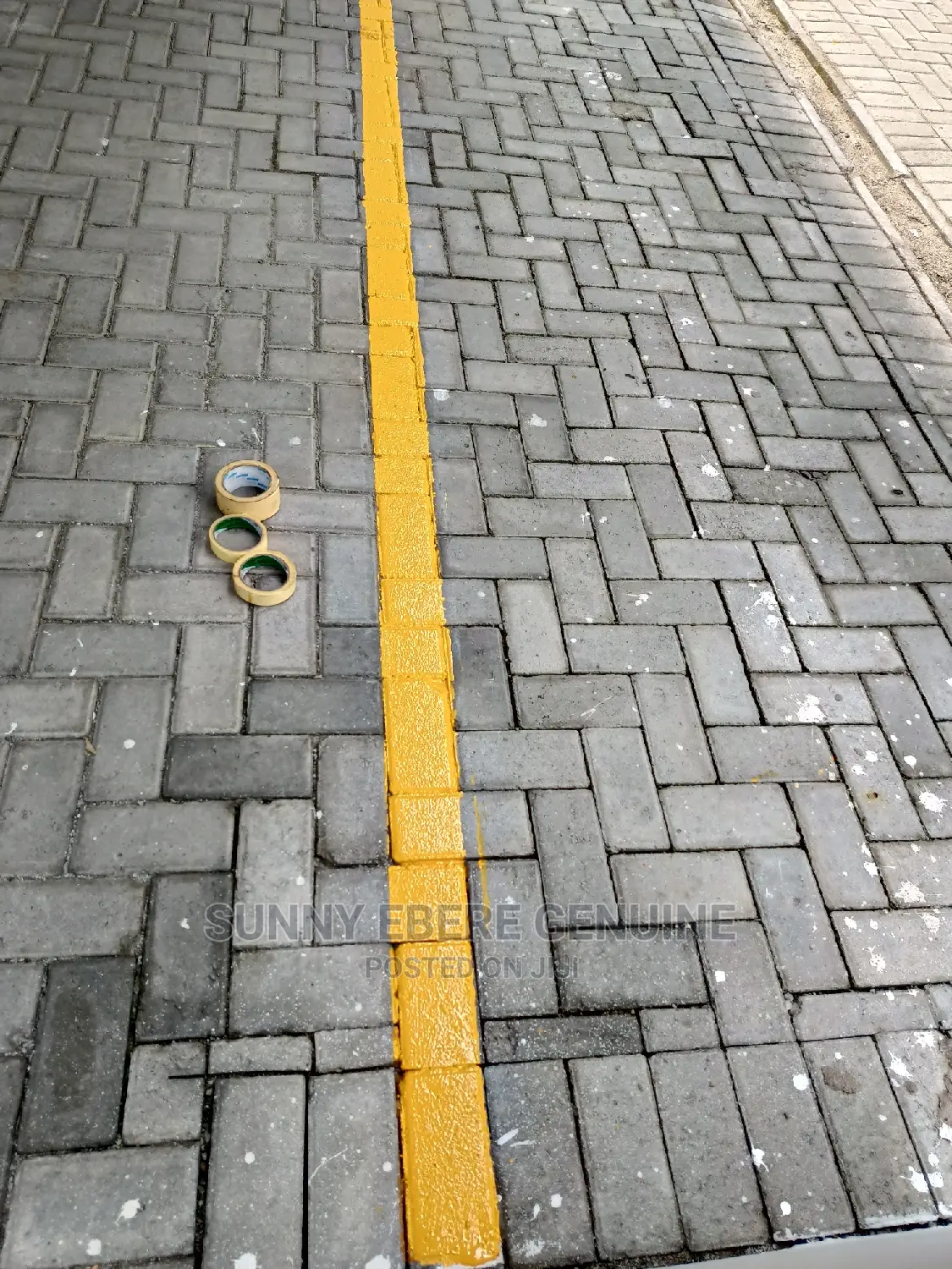 Road Marking Paint on Interlocking Floor