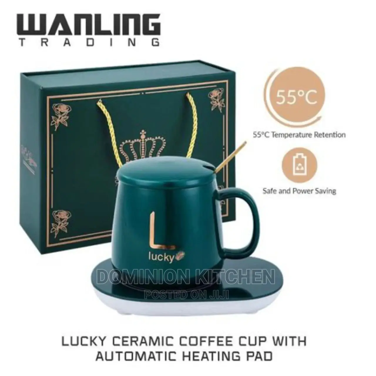 Coffee Cup With Automatic Heating Pad and Spoon