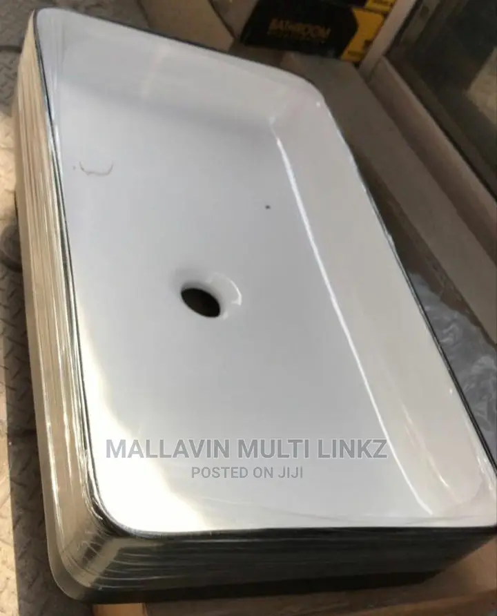Long Black and White Countertop Basin