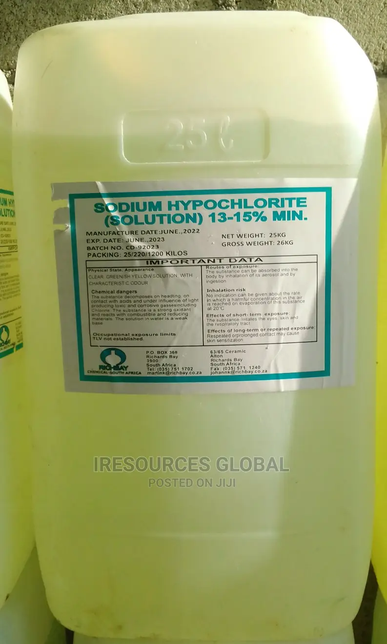 Sodium Hypochlorite (Naocl) Liquid 12-15%