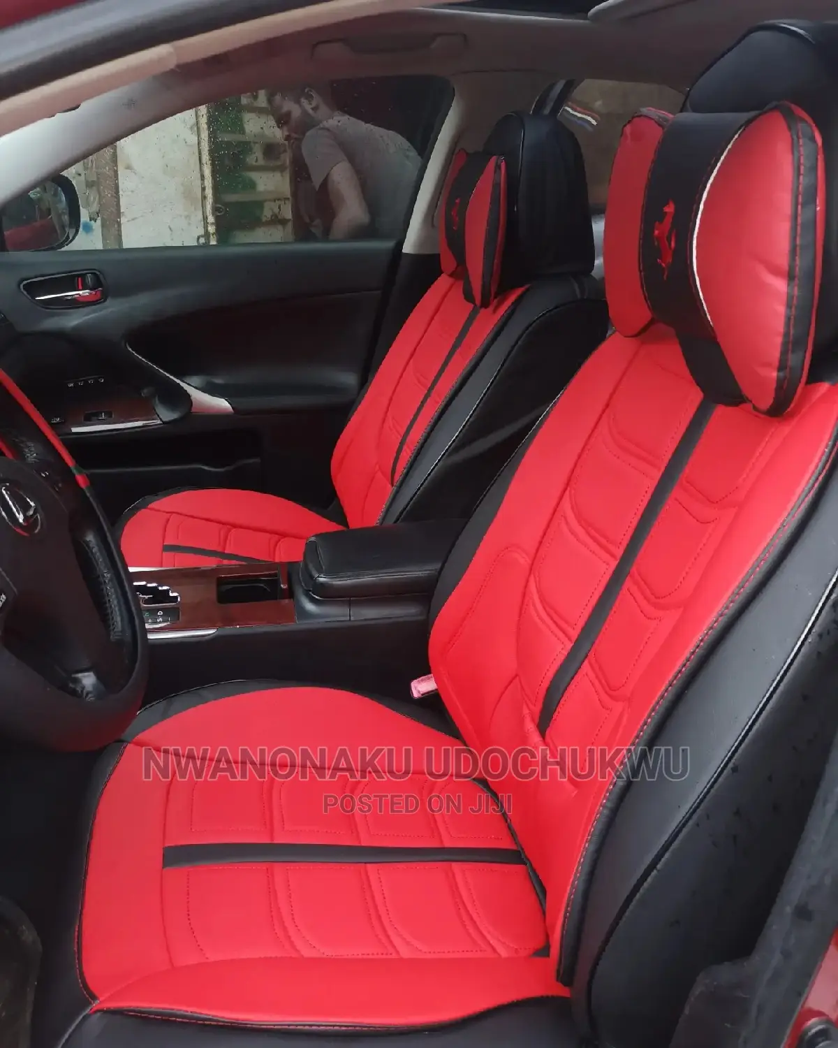 Original Leather Black and Red Seat Cover