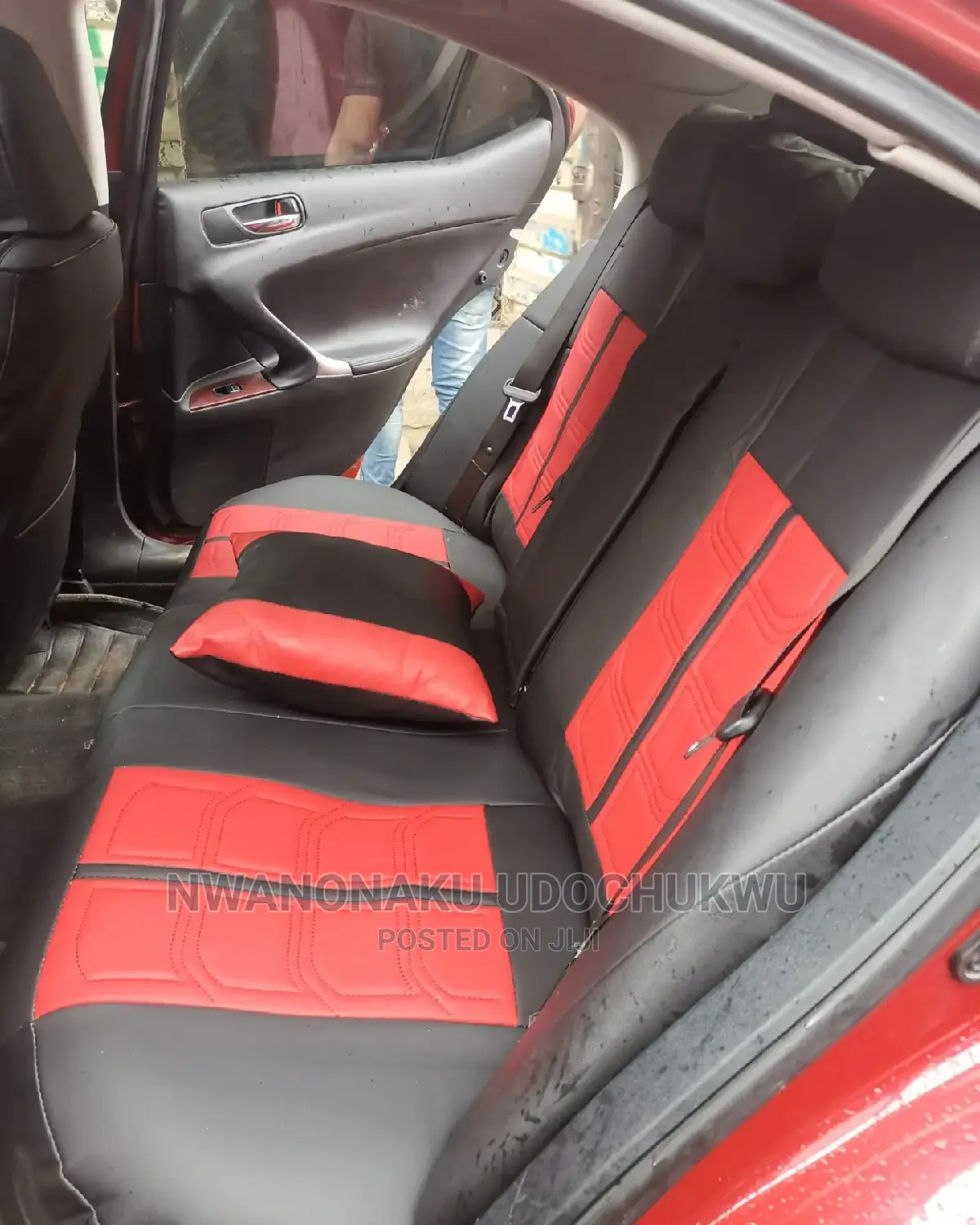 Original Leather Black and Red Seat Cover