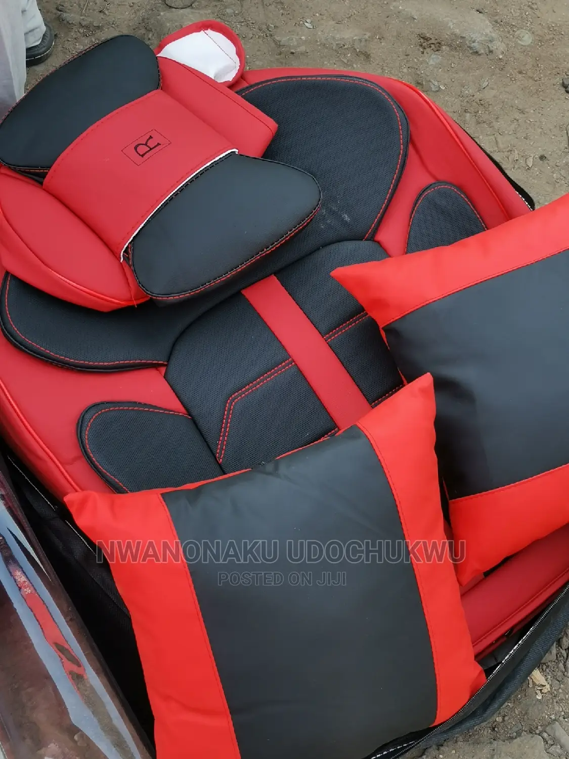 Original Leather Black and Red Seat Cover