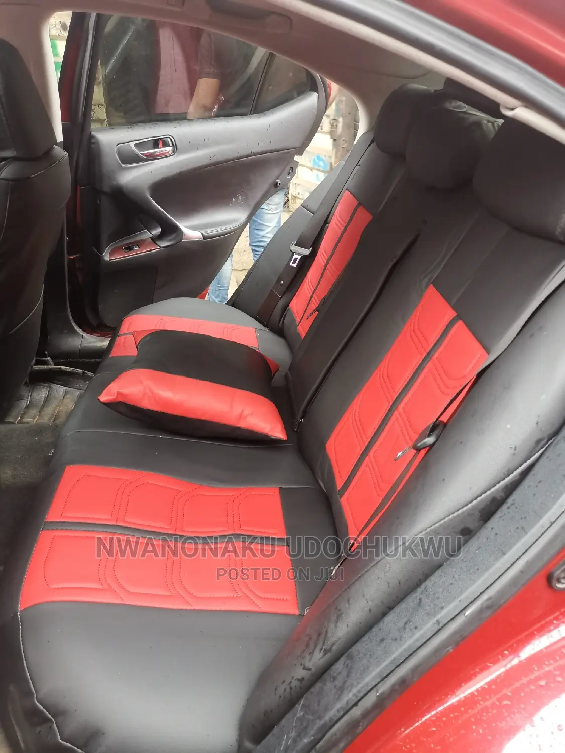 Original Leather Black and Red Seat Cover