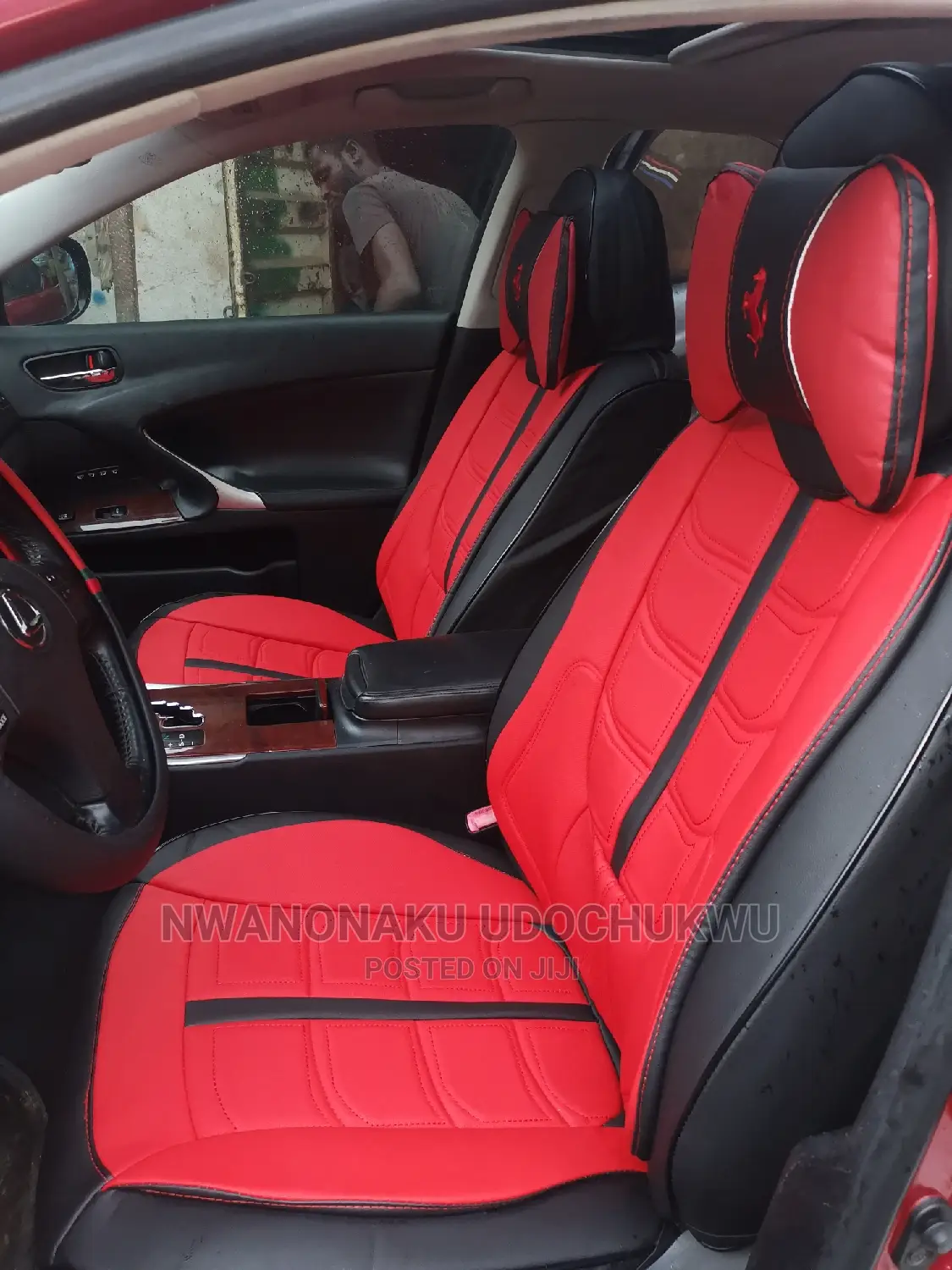 Original Leather Black and Red Seat Cover