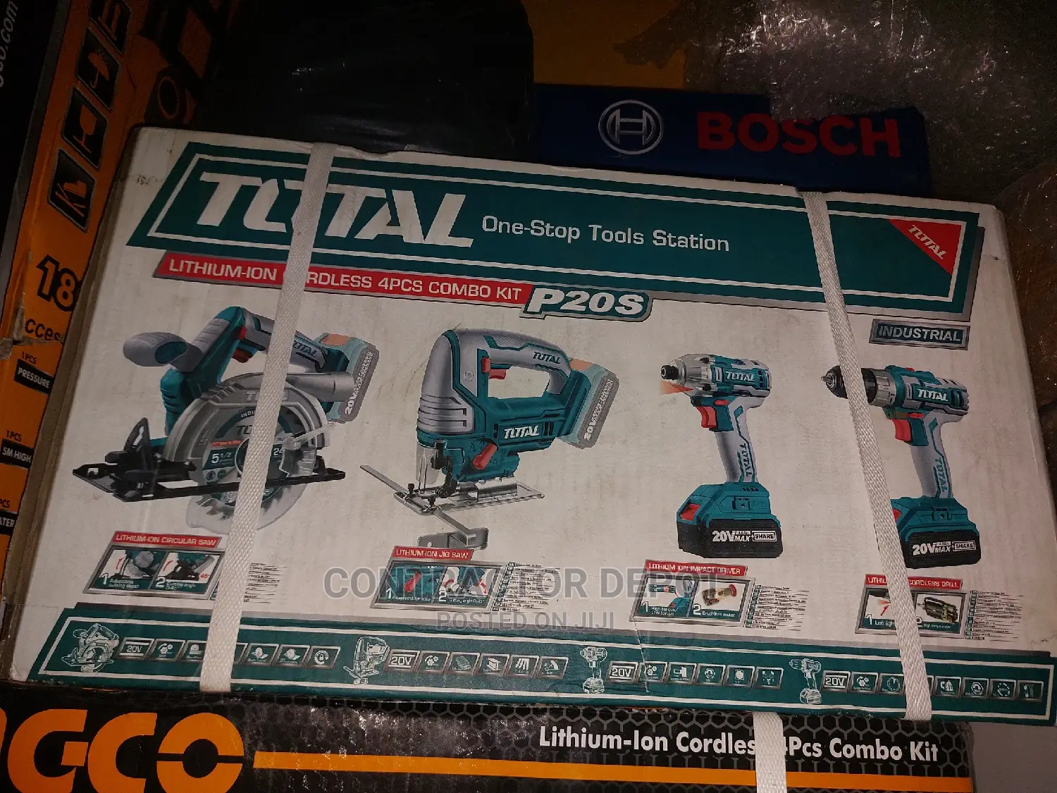 Total Cordless Battery Machine 4pcs Combo Kits 20v 4ah