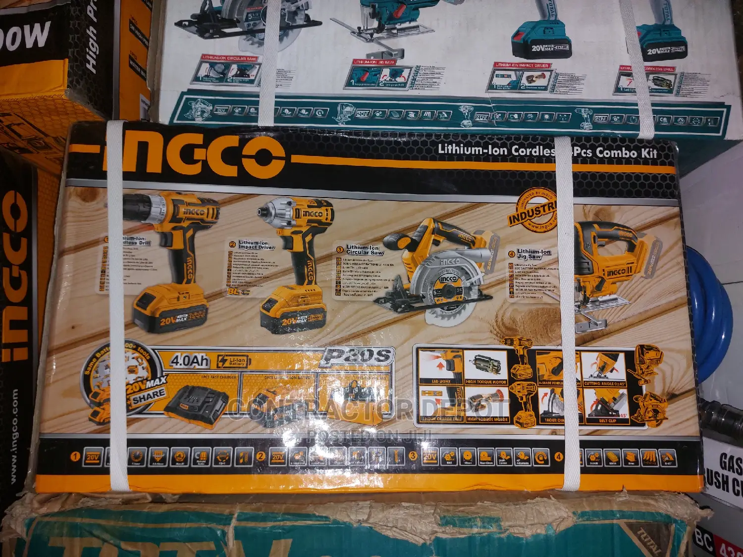 INGCO Set of 4 PCS Battery Tools 20V Li-Ion CKLI2010