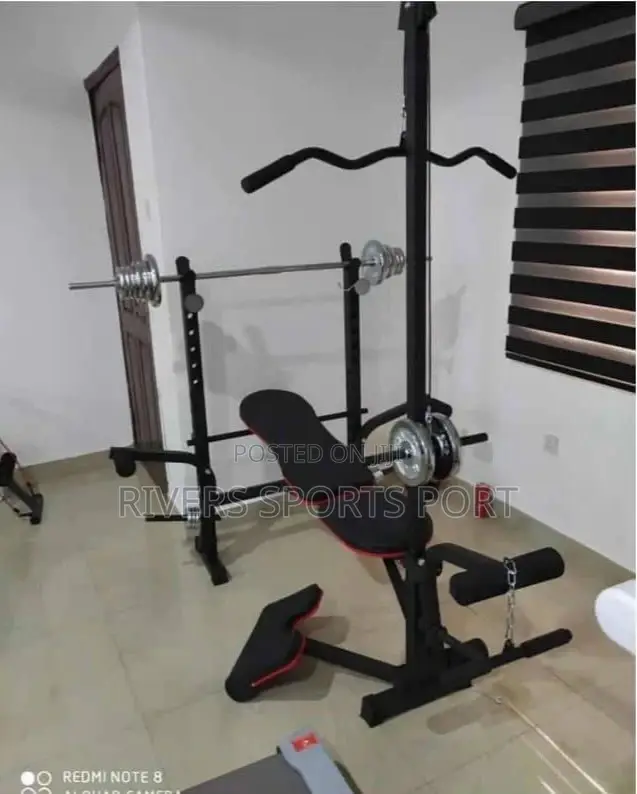 NEW Weight Bench Press With Latpull & 50kg DUMBBELL AND BARBELL SET