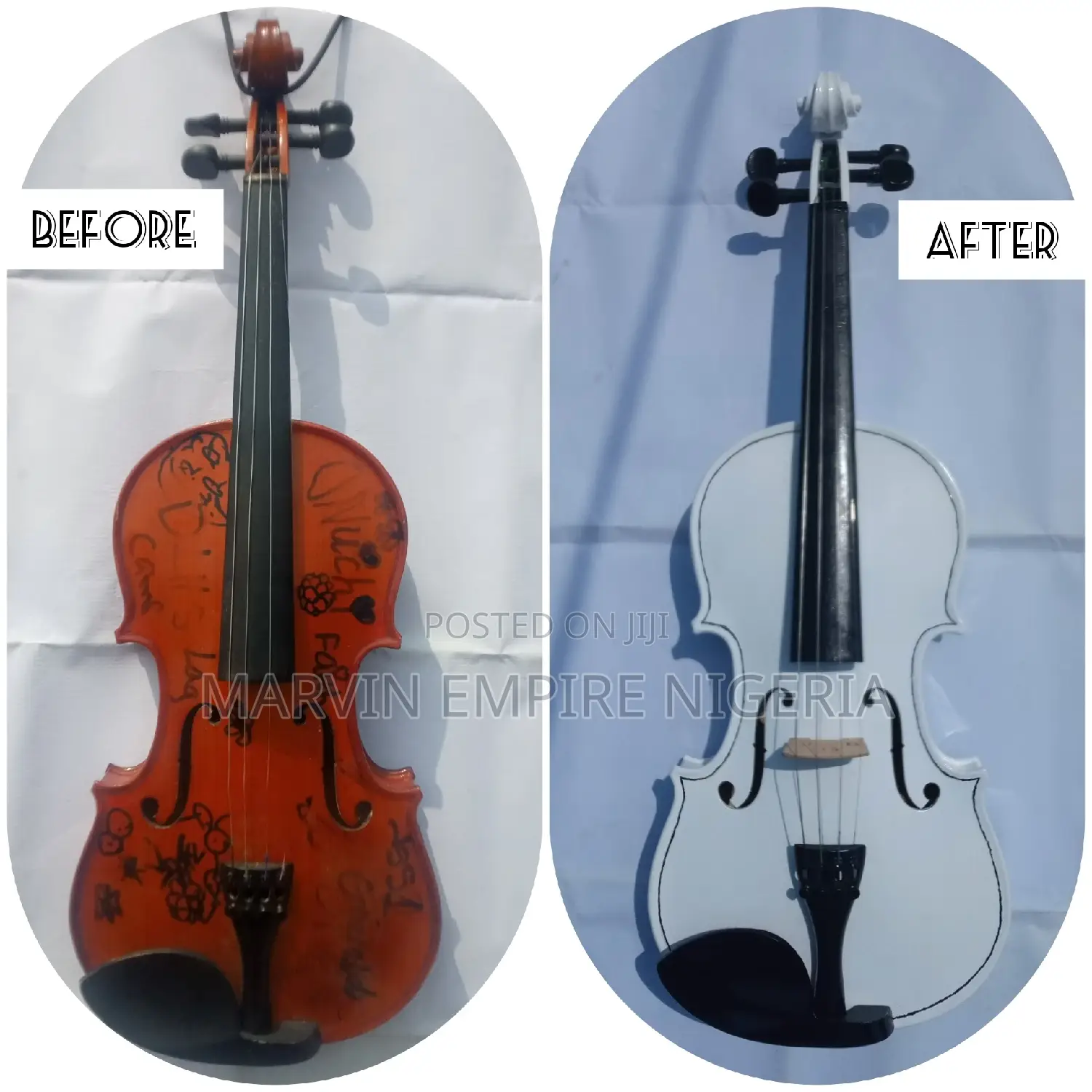 Violin Viola Cello Spray Painting With French Polish Finish