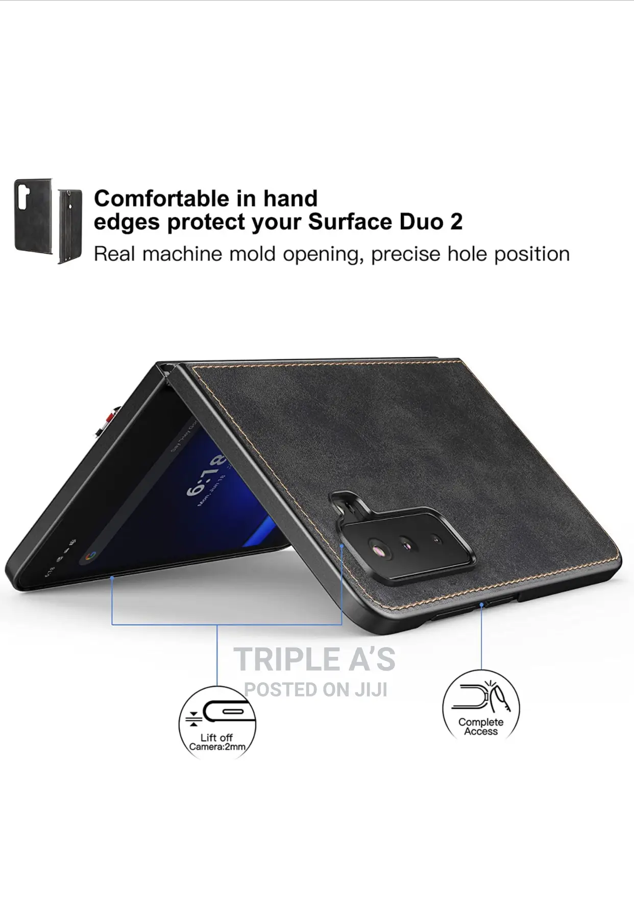 Microsoft Surface Duo 1 and 2 Leather Case With Hand Strap