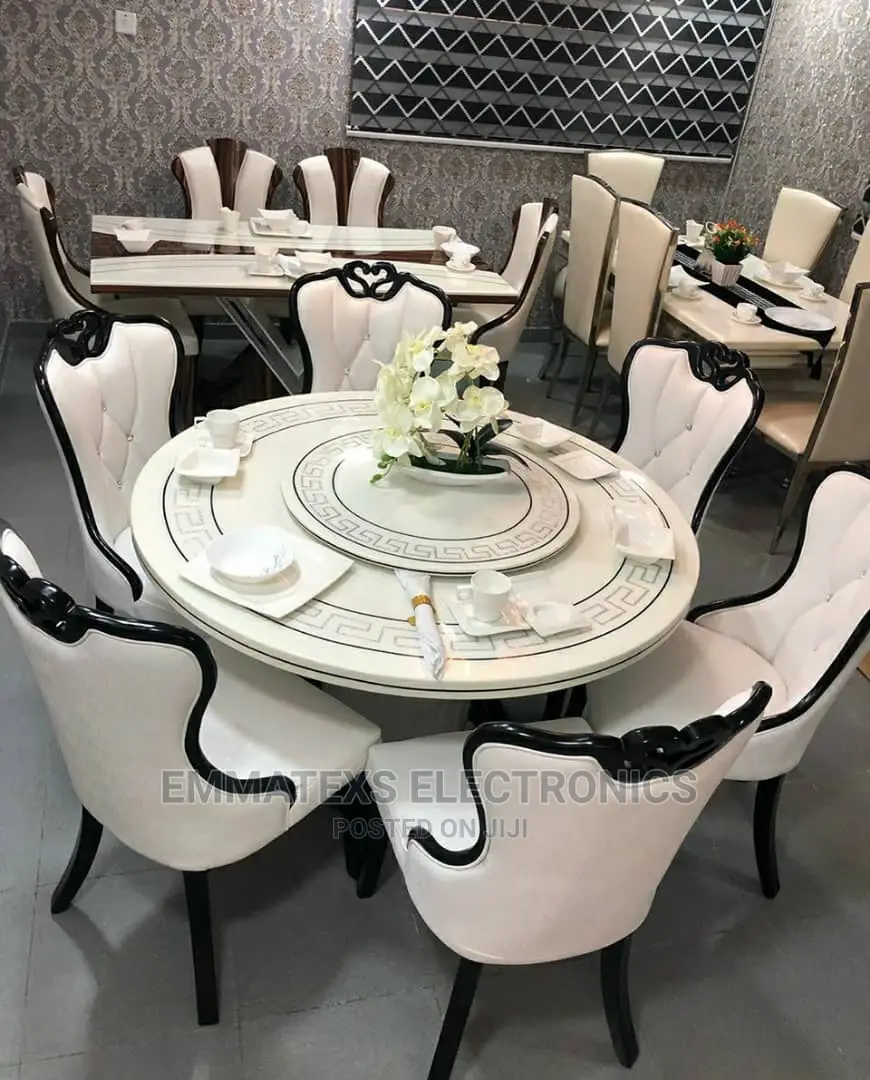 Round Italian Marble Dinning Table Sets
