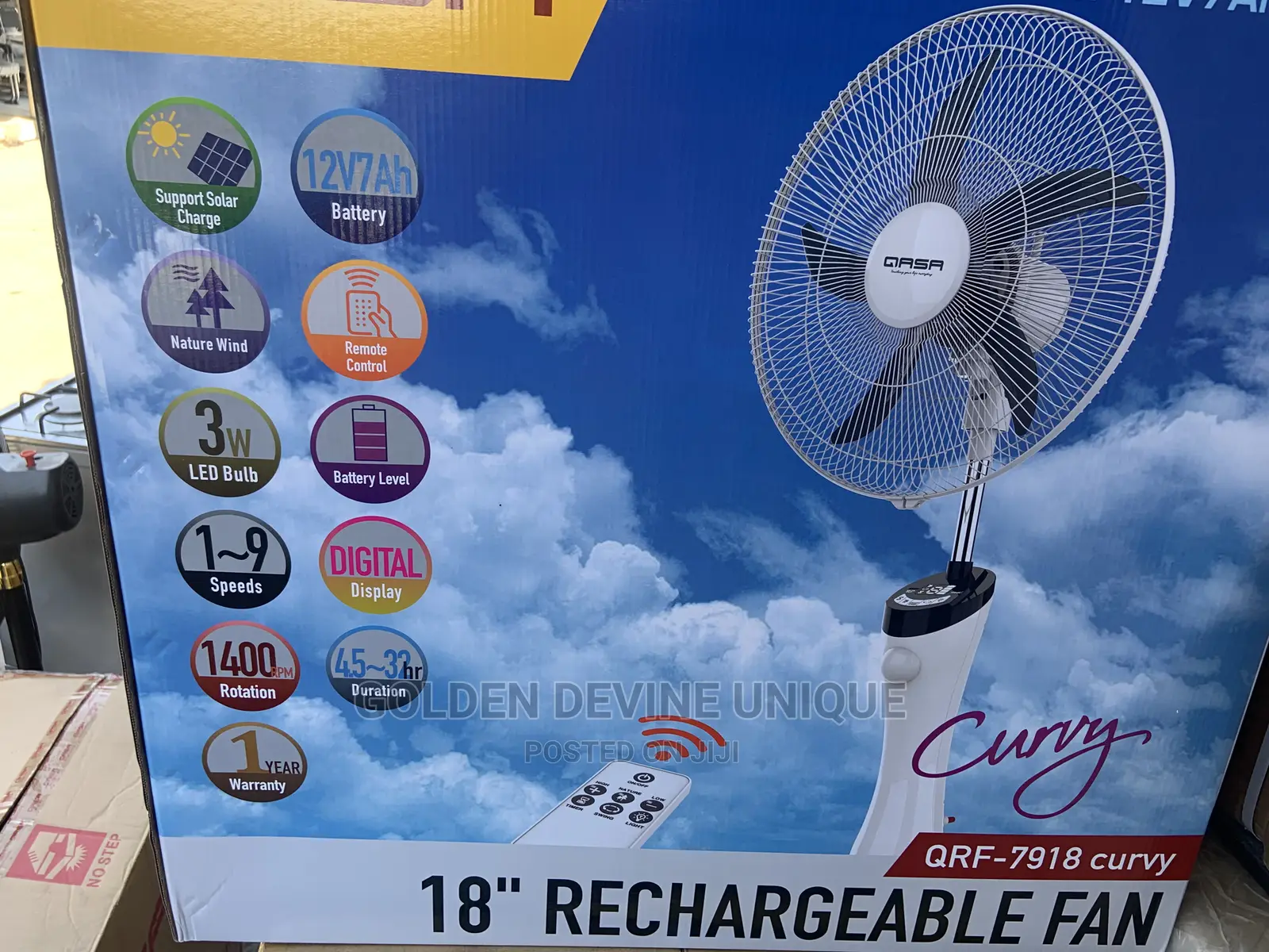 Qasa 18” Rechargeable Fan
