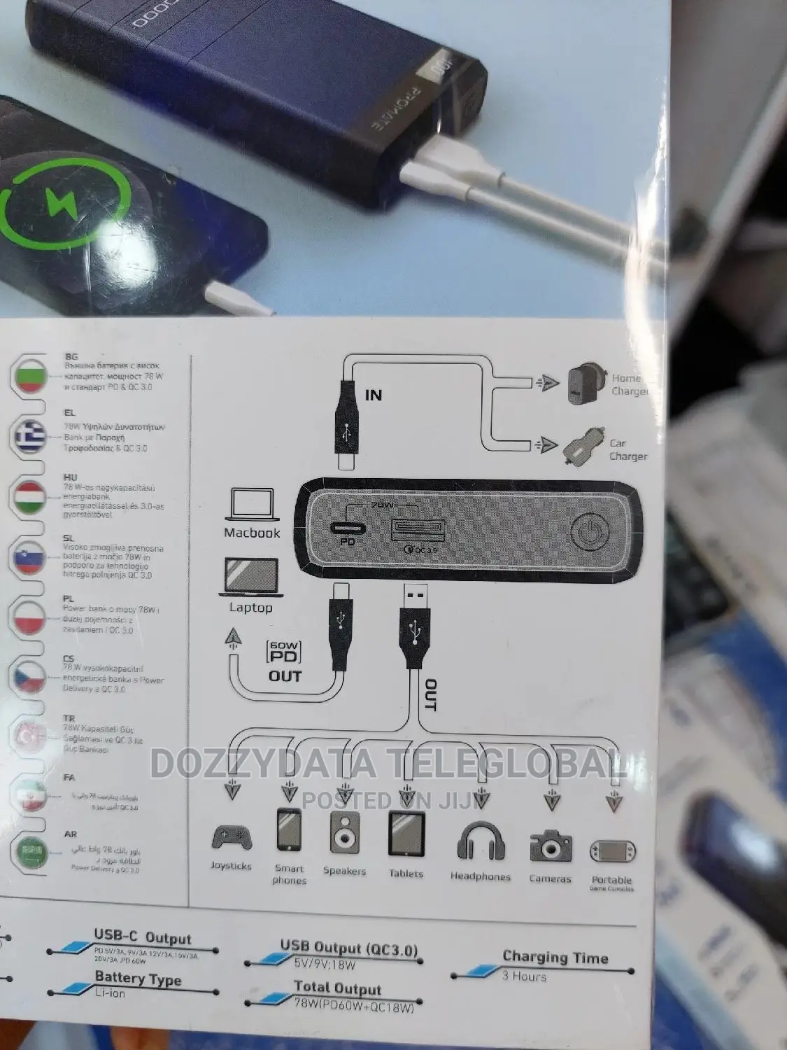 Promate High Capacity Powerbank for Laptops Nd Smartphones