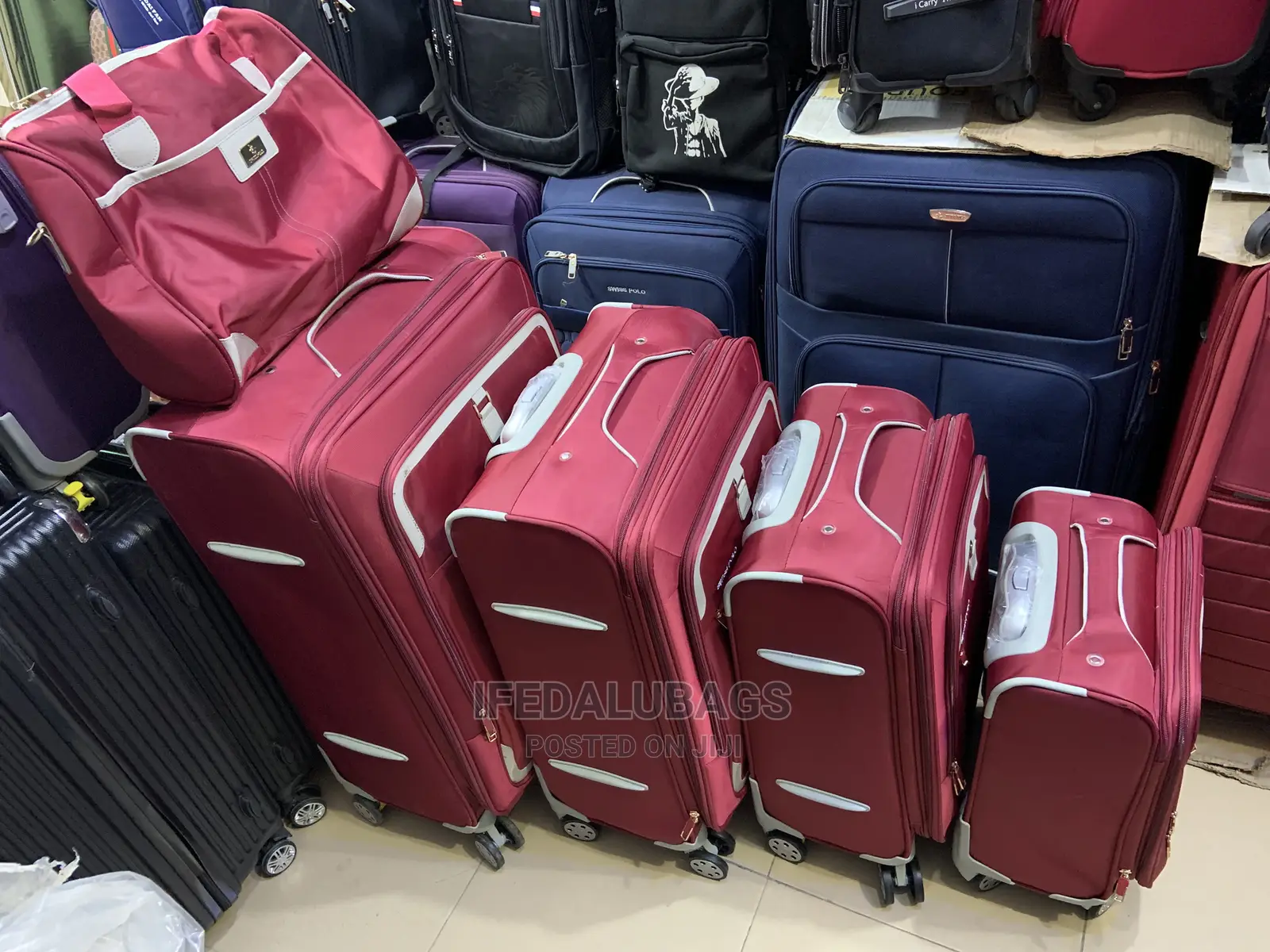 Set of 5 Red Swiss Polo Traveling Luggage