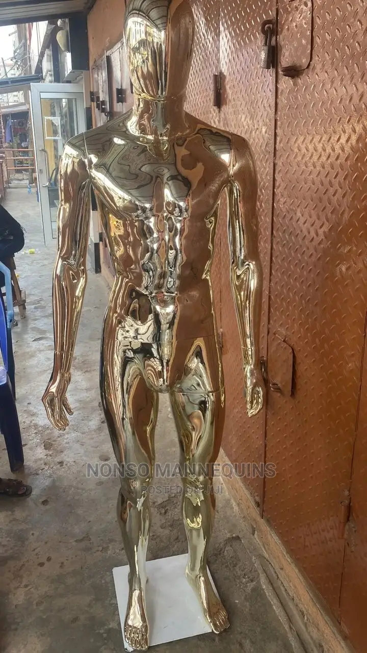 Gold Chrome Male Full Body Faceless Mannequin