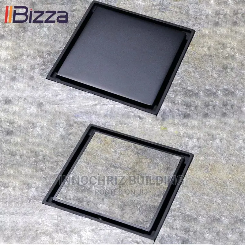 Black Square Floor Drain (10×10)