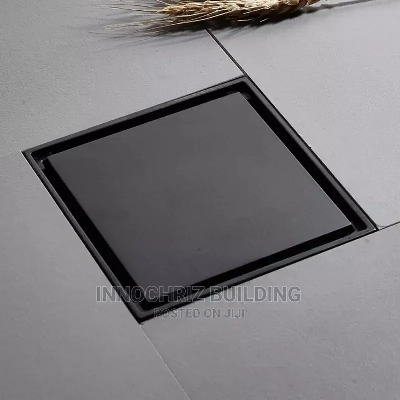 Black Square Floor Drain (10×10)