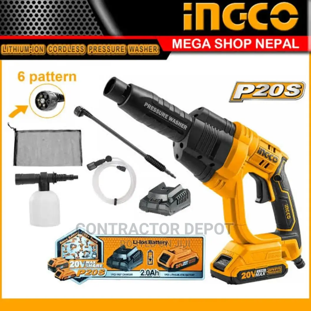 Ingco Battery Pressure Washer With Battery And Charger