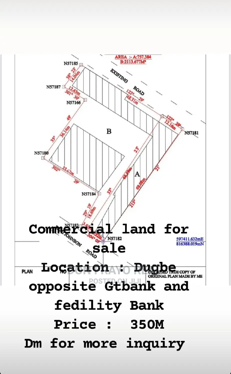 2,870sqm Landsize in Dugbe Opp GTB Fidelity Bank Ibadan