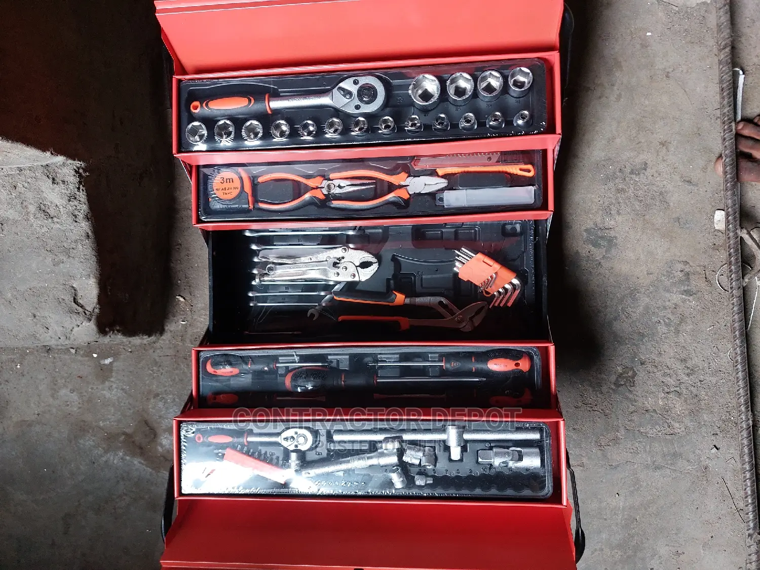 Folding Metal Tool Box With 85 Tool Box