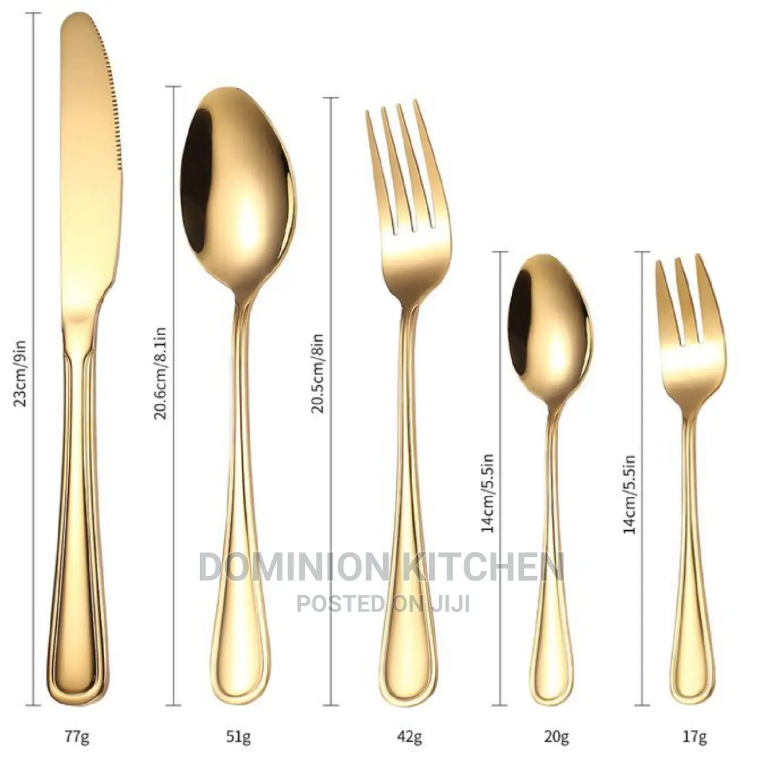 Set of 24pcs Gold Cutlery Spoons Fork and Knife