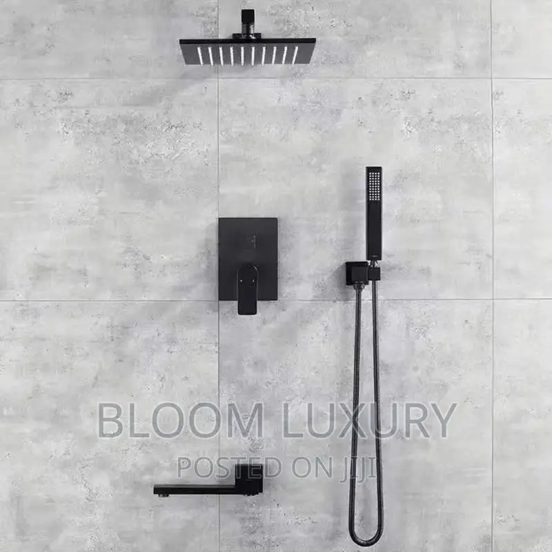 Black Square 5-Ways Conduit Shower