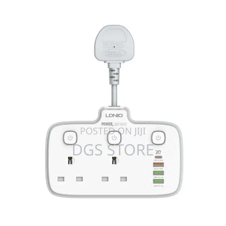 Ldnio 2500W 2 UK Outlet Charging Power Strip Extension