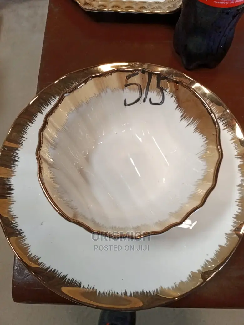 Gold Flat and Soup Bowl