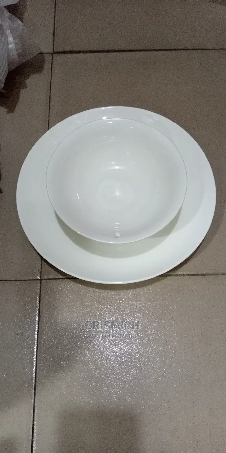 White Flat Plate With Bowl