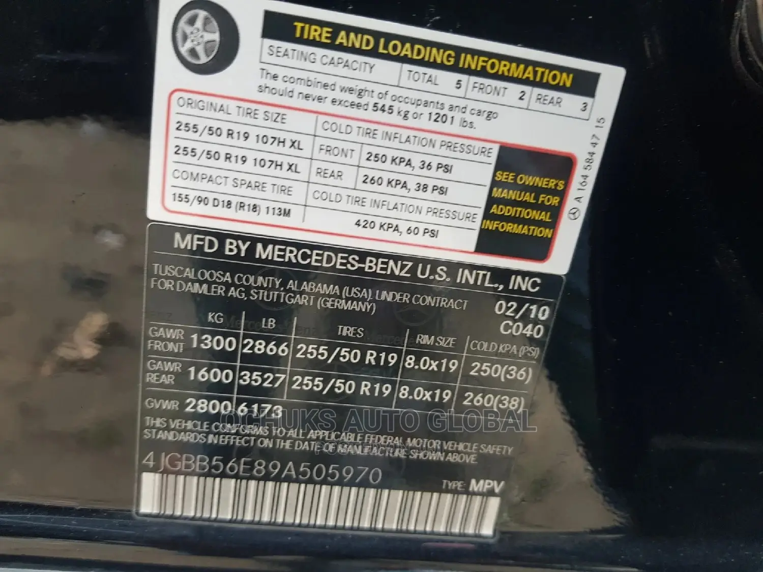 Mercedes-Benz M Class 2011 Black