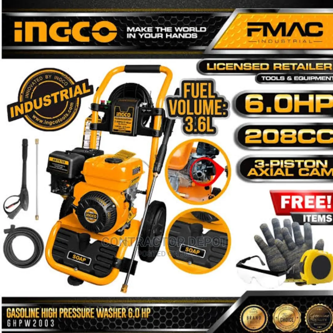 Ingco Gasoline High Pressure Washer 214bar 3100psi 6.0HP Hig