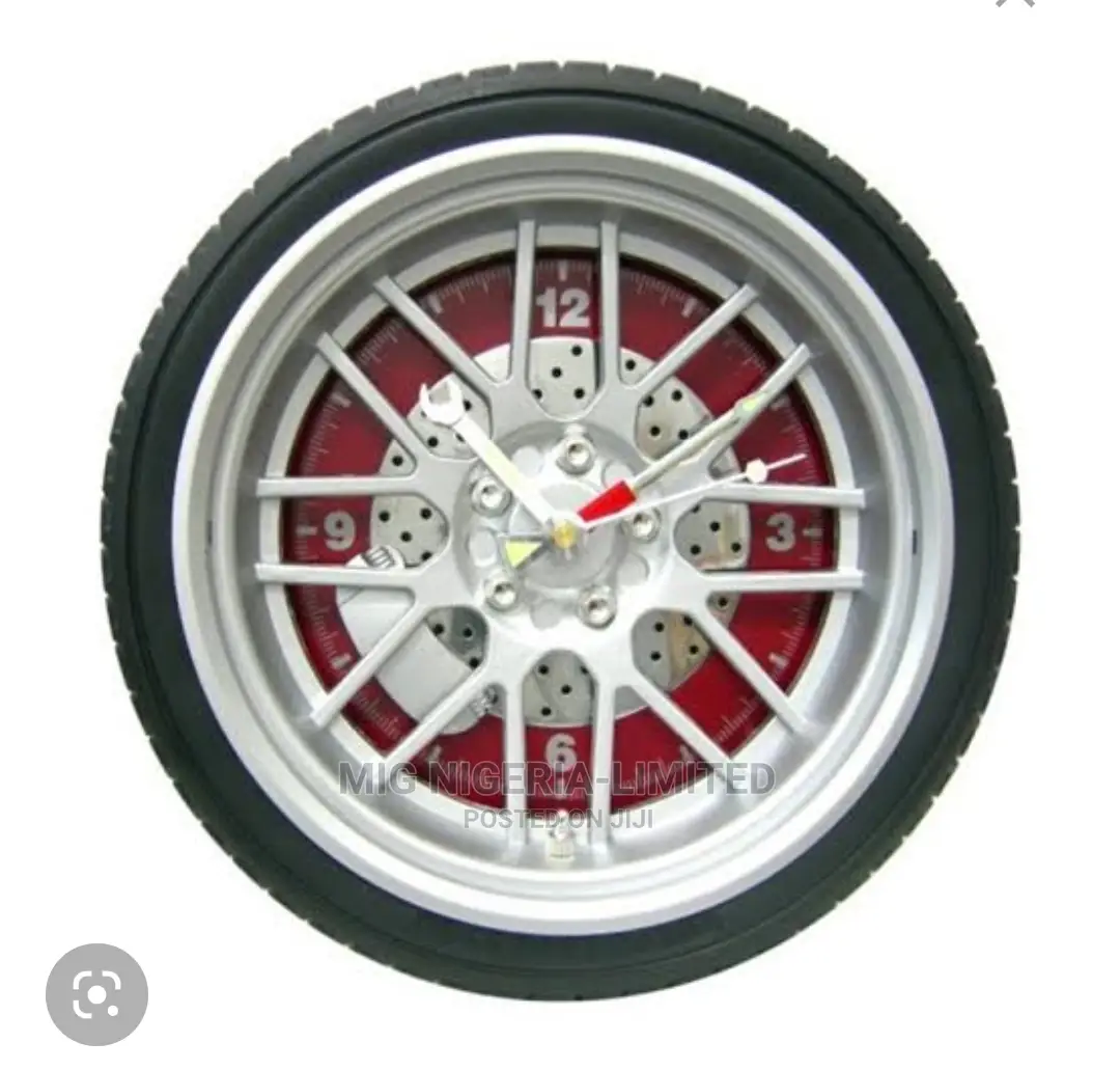 Glass Wheel Wall Clock Tyre Design Rubber Decoration Clock 50cm